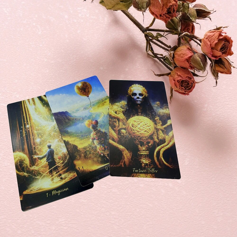 12x7cm pachet de cărți de tarot pentru divinație Călătorie de aur cu ghid Joc de ghicire versiune în engleză Tarot gros de înaltă calitate