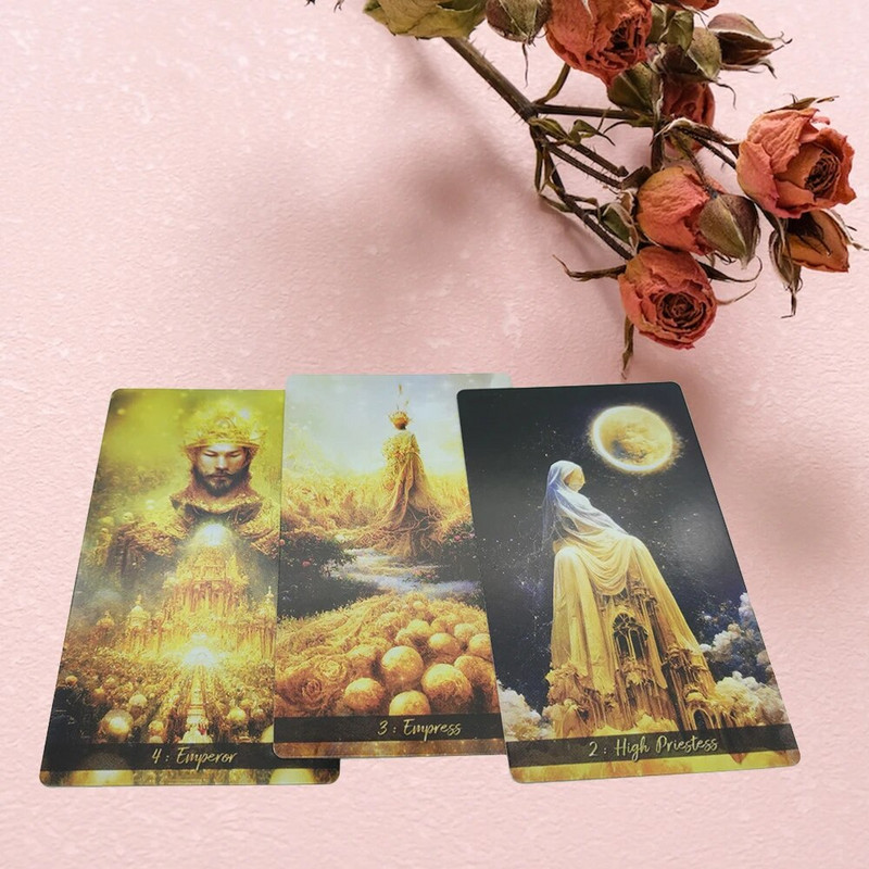 12x7cm pachet de cărți de tarot pentru divinație Călătorie de aur cu ghid Joc de ghicire versiune în engleză Tarot gros de înaltă calitate