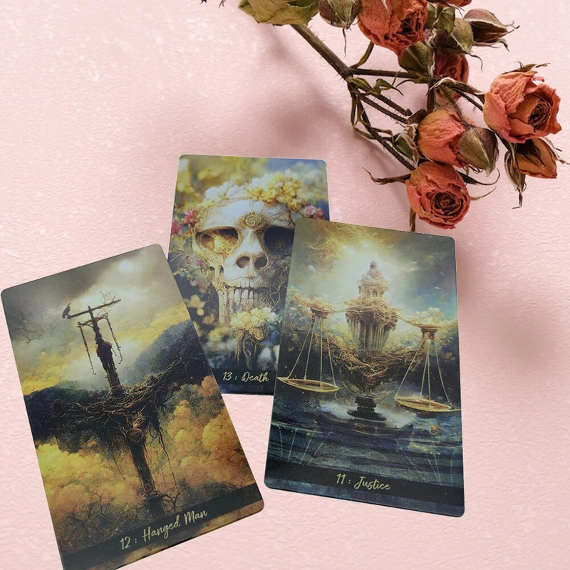 12x7cm pachet de cărți de tarot pentru divinație Călătorie de aur cu ghid Joc de ghicire versiune în engleză Tarot gros de înaltă calitate