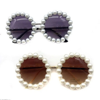 Перлени кръгли дамски слънчеви очила Vintage Famale слънчеви очила с метална рамка UV400 Сладки очила 2022 Дамски модни очила
