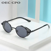 OEC CPO Oval Punk Vintage Γυναικεία γυαλιά ηλίου Στρογγυλά επώνυμα επώνυμα Γυαλιά ηλίου Γυναικεία Steampunk Retro γυαλιά οράσεως UV400 Oculos
