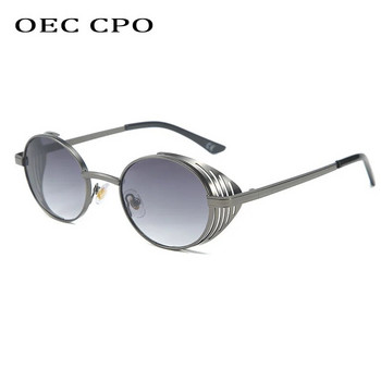 OEC CPO Oval Punk Vintage Γυναικεία γυαλιά ηλίου Στρογγυλά επώνυμα επώνυμα Γυαλιά ηλίου Γυναικεία Steampunk Retro γυαλιά οράσεως UV400 Oculos