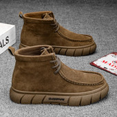 Cizme de toamnă 2023, pantofi noi de primăvară, cizme casual confortabile, cu șireturi, clasice, din piele naturală, pantofi de mers la modă, cizme pentru bărbați