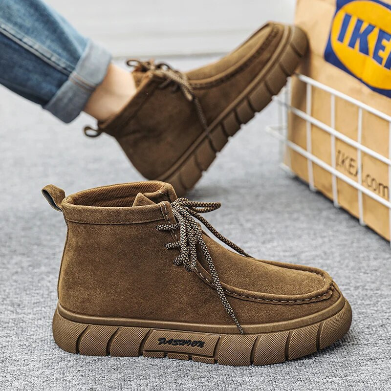 Cizme de toamnă 2023, pantofi noi de primăvară, cizme casual confortabile, cu șireturi, clasice, din piele naturală, pantofi de mers la modă, cizme pentru bărbați