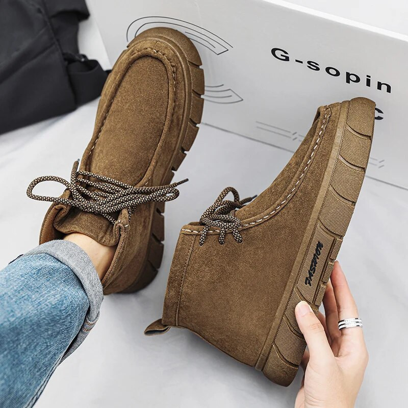 Cizme de toamnă 2023, pantofi noi de primăvară, cizme casual confortabile, cu șireturi, clasice, din piele naturală, pantofi de mers la modă, cizme pentru bărbați