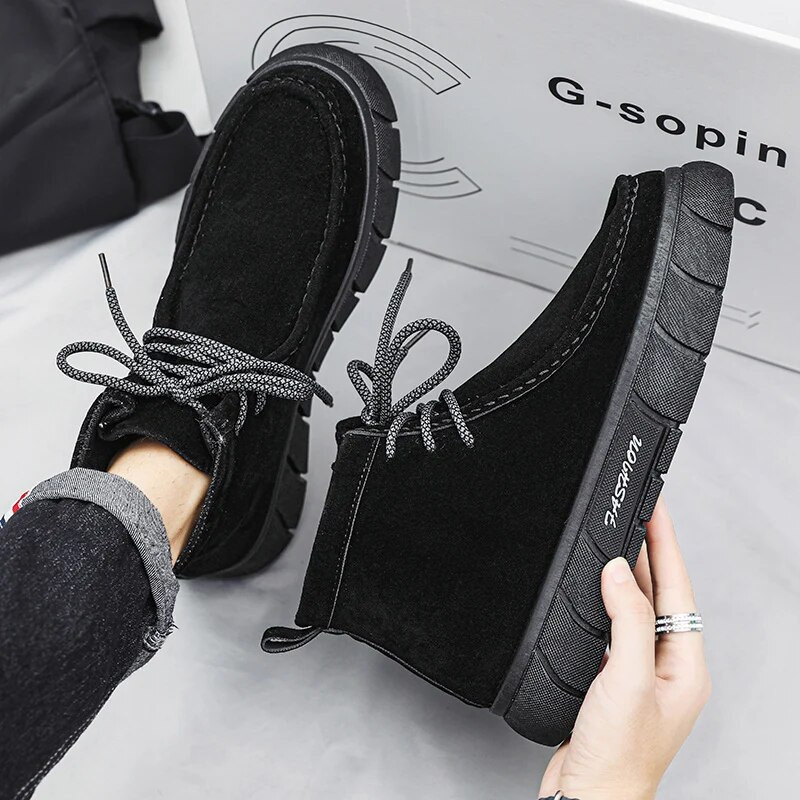 Cizme de toamnă 2023, pantofi noi de primăvară, cizme casual confortabile, cu șireturi, clasice, din piele naturală, pantofi de mers la modă, cizme pentru bărbați