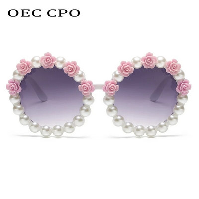 Нови перлени луксозни слънчеви очила Дамски очила Vintage Flower Round Sunglasses Женски маркови дизайнерски пънк очила UV400 Shades Oculos