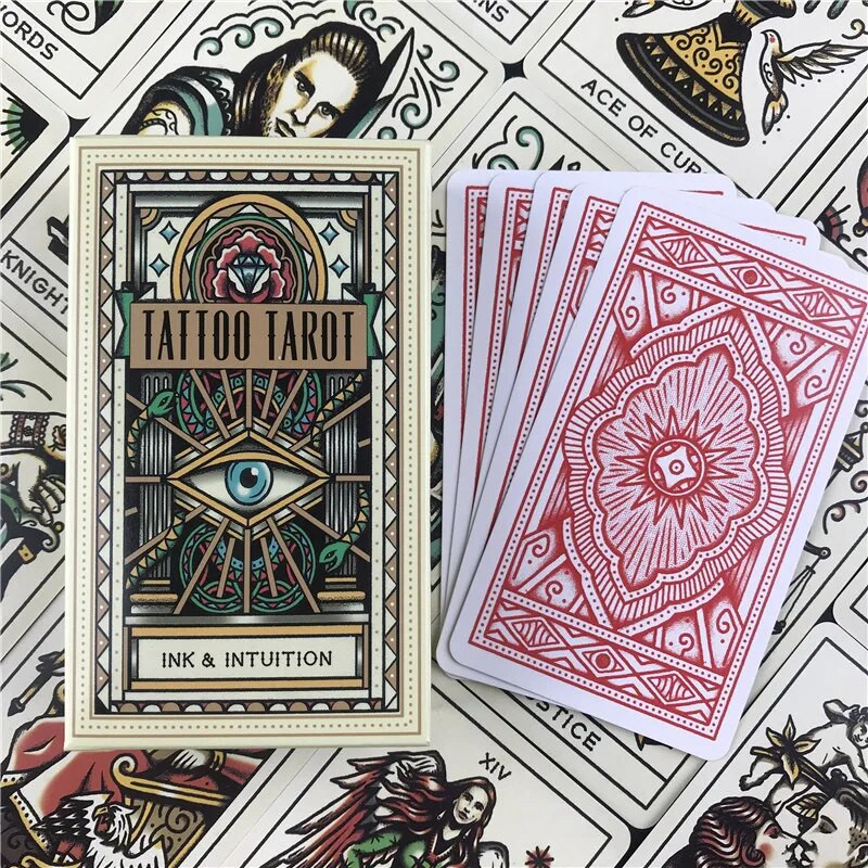 Tattoo Tarot Društvena igra Zabavna karta za kreativno proricanje s punim engleskim PDF vodičem za djecu i odrasle
