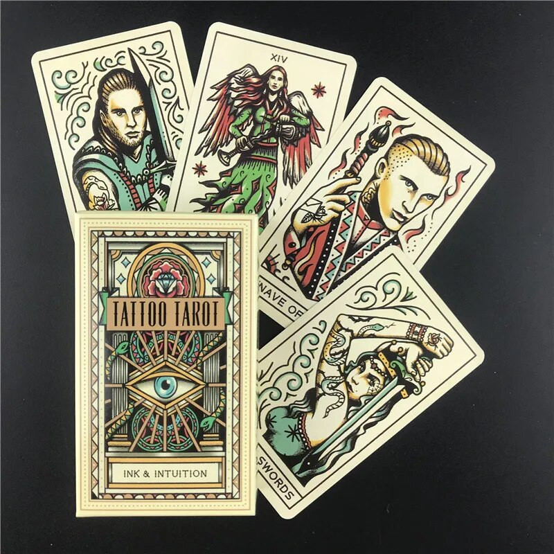 Tattoo Tarot Društvena igra Zabavna karta za kreativno proricanje s punim engleskim PDF vodičem za djecu i odrasle