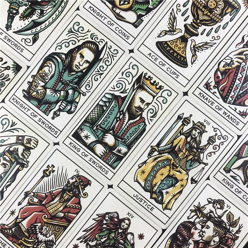 Tattoo Tarot Društvena igra Zabavna karta za kreativno proricanje s punim engleskim PDF vodičem za djecu i odrasle