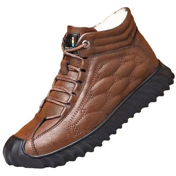 2024 Slip On Winter Ανδρικά Βαμβακερά Παπούτσια για Αδιάβροχα Μποτάκια Ανδρικά Snow Boots Hiking Boots Thickened Warm Ανδρικές Δερμάτινες μπότες