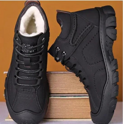 2024 Zimske muške pamučne cipele s natikačama za vodootporne gležnjače Muške čizme za snijeg, planinarske čizme, zadebljane tople muške kožne čizme