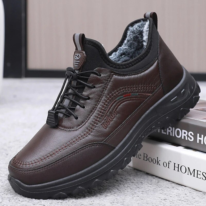 Ziemas siltas kažokādas Vīriešu apavi Ūdensnecaurlaidīgi sniega zābaki Pretslīdes Causal vīriešu zābaki Platforma plīša vīriešu zābaki Mode vīriešu ankeļzābaki