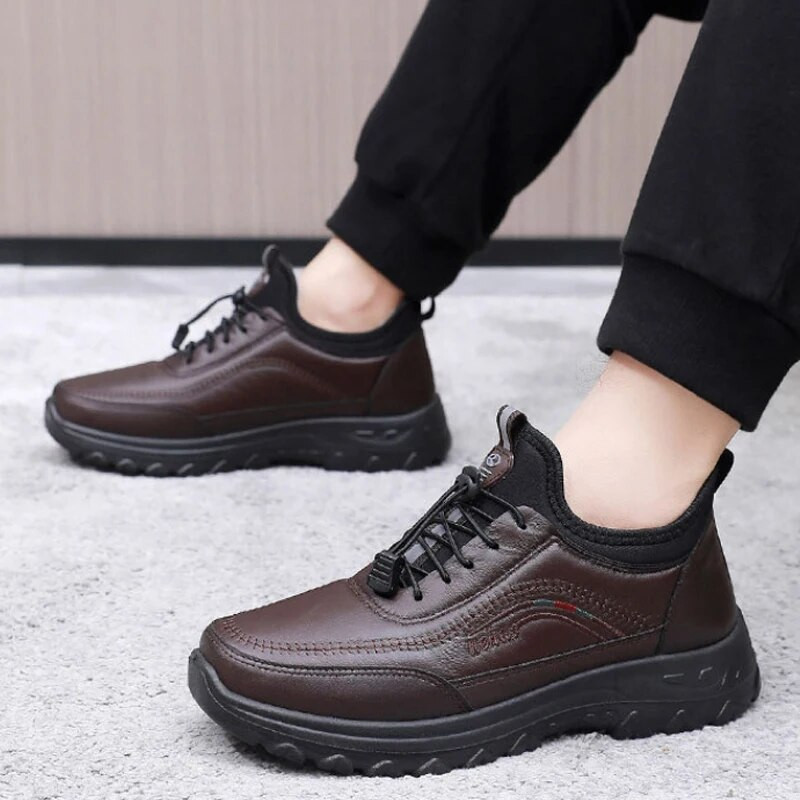 Ziemas siltas kažokādas Vīriešu apavi Ūdensnecaurlaidīgi sniega zābaki Pretslīdes Causal vīriešu zābaki Platforma plīša vīriešu zābaki Mode vīriešu ankeļzābaki