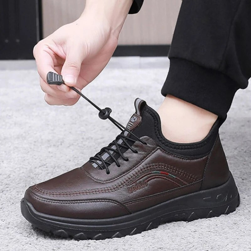 Ziemas siltas kažokādas Vīriešu apavi Ūdensnecaurlaidīgi sniega zābaki Pretslīdes Causal vīriešu zābaki Platforma plīša vīriešu zābaki Mode vīriešu ankeļzābaki