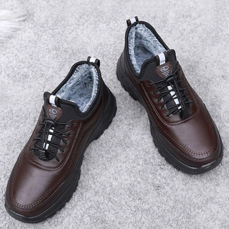 Ziemas siltas kažokādas Vīriešu apavi Ūdensnecaurlaidīgi sniega zābaki Pretslīdes Causal vīriešu zābaki Platforma plīša vīriešu zābaki Mode vīriešu ankeļzābaki