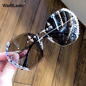 WarBLade 2020 Луксозни маркови дизайнерски дамски слънчеви очила Дамски винтидж безрамкови градиентни слънчеви очила за жени UV400 Oculos De Sol