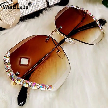 WarBLade 2020 Луксозни маркови дизайнерски дамски слънчеви очила Дамски винтидж безрамкови градиентни слънчеви очила за жени UV400 Oculos De Sol