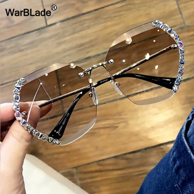 WarBLade 2020 Luksusa zīmola dizaineru sieviešu saulesbrilles sievietēm Vintage bezmalu gradienta saulesbrilles sievietēm UV400 Oculos De Sol