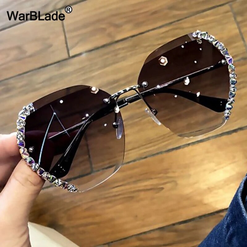 WarBLade 2020 Luksusa zīmola dizaineru sieviešu saulesbrilles sievietēm Vintage bezmalu gradienta saulesbrilles sievietēm UV400 Oculos De Sol