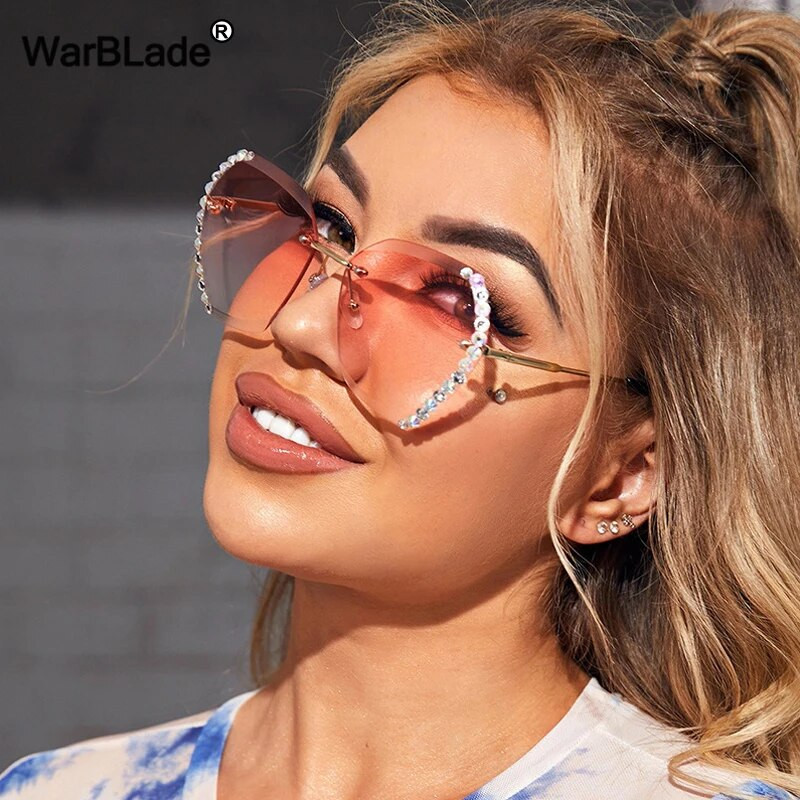 WarBLade 2020 Luksusa zīmola dizaineru sieviešu saulesbrilles sievietēm Vintage bezmalu gradienta saulesbrilles sievietēm UV400 Oculos De Sol
