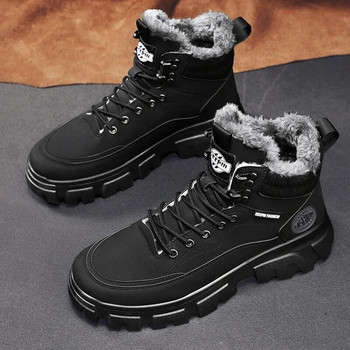Мъжки тактически зимни ботуши Мъжки ежедневни зимни обувки на висока платформа Кожени маратонки за работа на открито Chelsea Cowboy