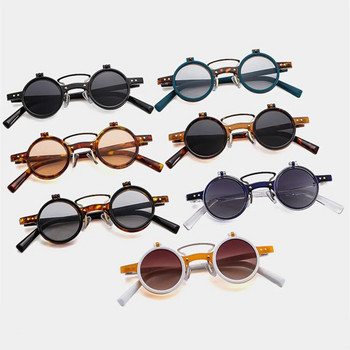 Νέα Retro Punk Double Flap Στρογγυλά γυαλιά ηλίου για άντρες Μόδα trending γυαλιά ηλίου Leopard Frame UV400 Rivets γυαλιά οράσεως