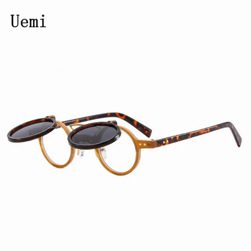 Νέα Retro Punk Double Flap Στρογγυλά γυαλιά ηλίου για άντρες Μόδα trending γυαλιά ηλίου Leopard Frame UV400 Rivets γυαλιά οράσεως