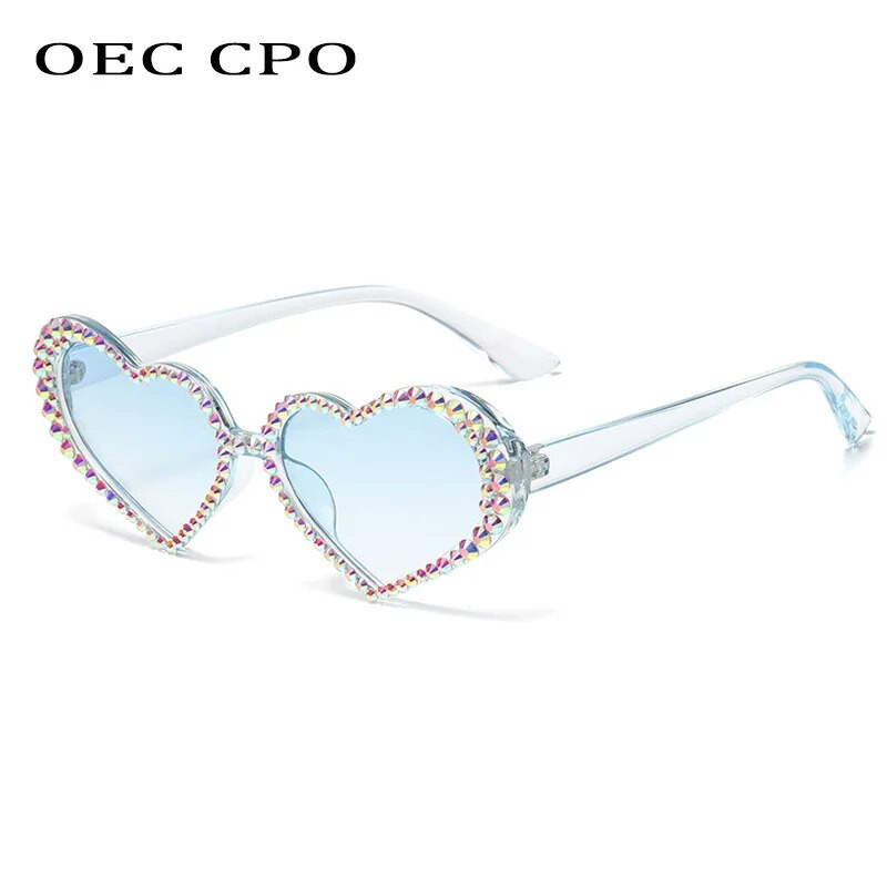 Διαμαντένιο σε σχήμα καρδιάς Γυναικεία γυαλιά ηλίου πολυτελείας γυαλιστερά γυαλιά ηλίου Rhinestone Γυναικεία γυαλιά ηλίου μικρού σκελετού UV400 Γυαλιά Oculos De Sol Feminin