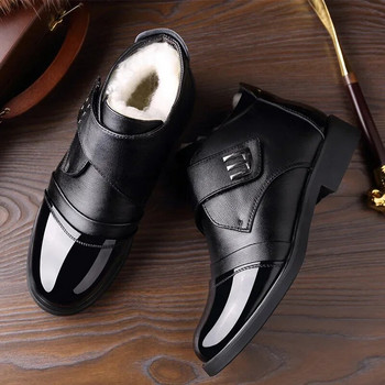 Зимни обувки за мъже Ботуши Челси Кожени топли обувки за мъже Боти до глезена Модни маркови обувки от телешка кожа за мъже