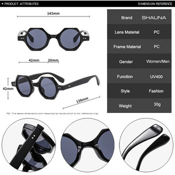 SHAUNA New Polygon Square слънчеви очила Дамски модни бонбонени цветни кръгли лещи Сенници за очила UV400 Мъжки слънчеви очила