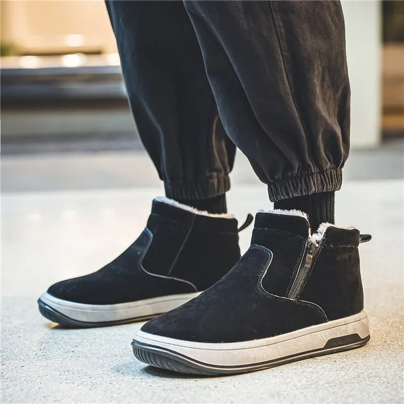 Muške zimske nove tople čizme za snijeg s integriranim krznom i zadebljanjem krzna za muške čizme s platformom za van, protuklizne i izdržljive pamučne čizme