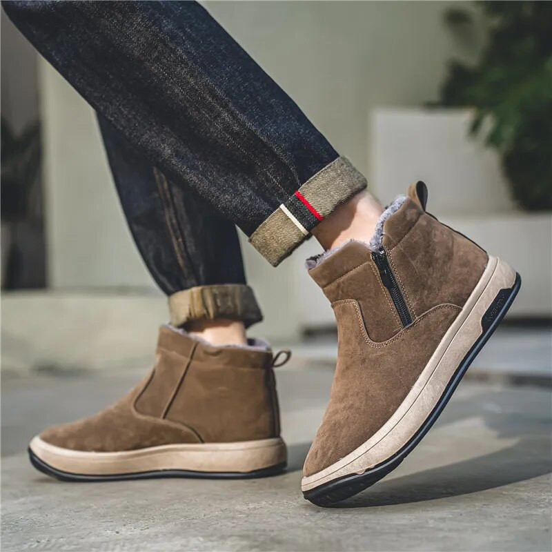 Muške zimske nove tople čizme za snijeg s integriranim krznom i zadebljanjem krzna za muške čizme s platformom za van, protuklizne i izdržljive pamučne čizme