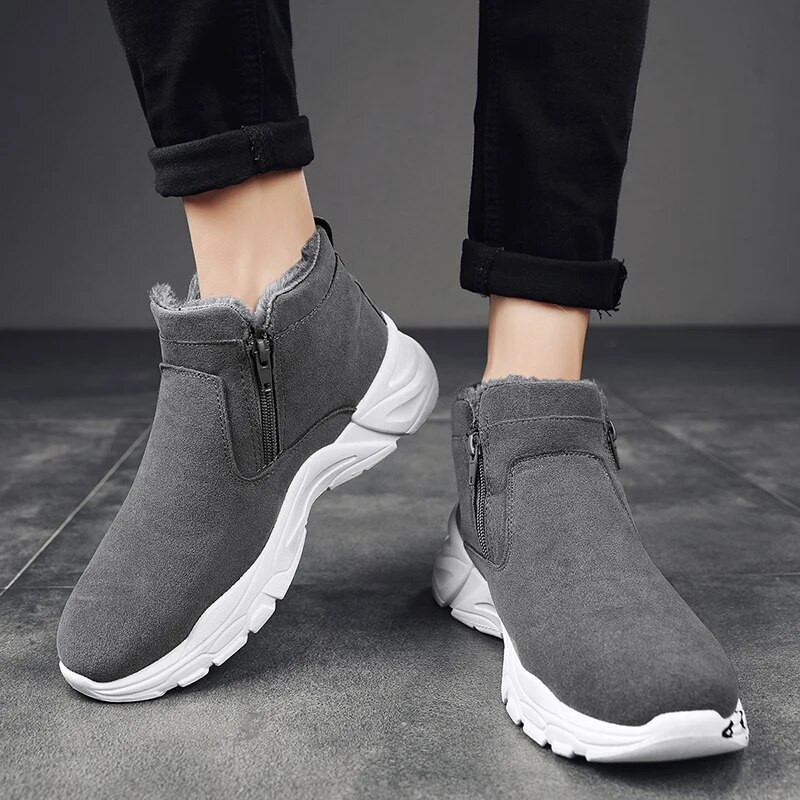 Ανδρικές μπότες Χειμερινά παπούτσια Αδιάβροχα αντιολισθητικά βελούδινα πάνινα παπούτσια A44 Ζεστά μποτάκια Botas Hombre Δερμάτινα χοντρά τακούνια