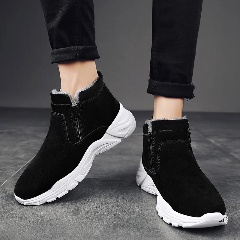 Ανδρικές μπότες Χειμερινά παπούτσια Αδιάβροχα αντιολισθητικά βελούδινα πάνινα παπούτσια A44 Ζεστά μποτάκια Botas Hombre Δερμάτινα χοντρά τακούνια