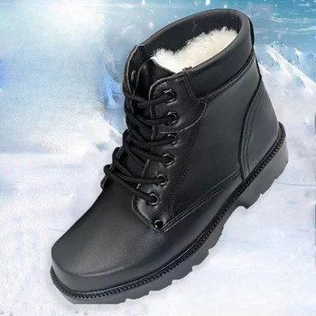 Ανδρικές χειμερινές δερμάτινες μπότες από δέρμα αγελάδας Thickened Snow Boots Ανδρικές βελούδινες ζεστές μπότες αστραγάλου Ανδρικές αδιάβροχες αντιολισθητικές βαμβακερές μπότες