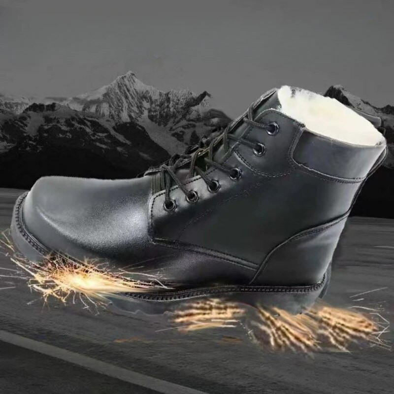 Ανδρικές χειμερινές δερμάτινες μπότες από δέρμα αγελάδας Thickened Snow Boots Ανδρικές βελούδινες ζεστές μπότες αστραγάλου Ανδρικές αδιάβροχες αντιολισθητικές βαμβακερές μπότες