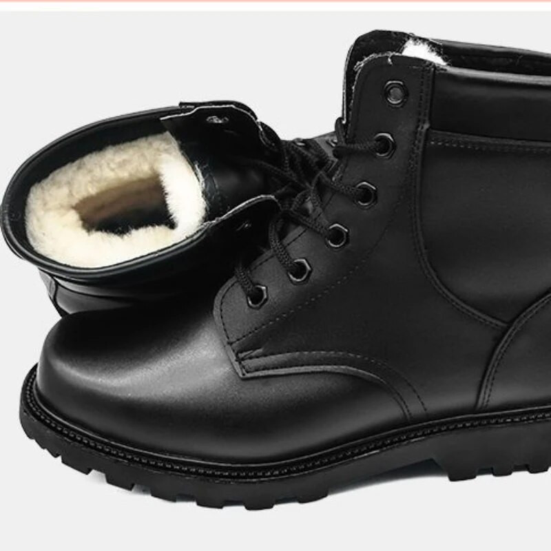 Ανδρικές χειμερινές δερμάτινες μπότες από δέρμα αγελάδας Thickened Snow Boots Ανδρικές βελούδινες ζεστές μπότες αστραγάλου Ανδρικές αδιάβροχες αντιολισθητικές βαμβακερές μπότες