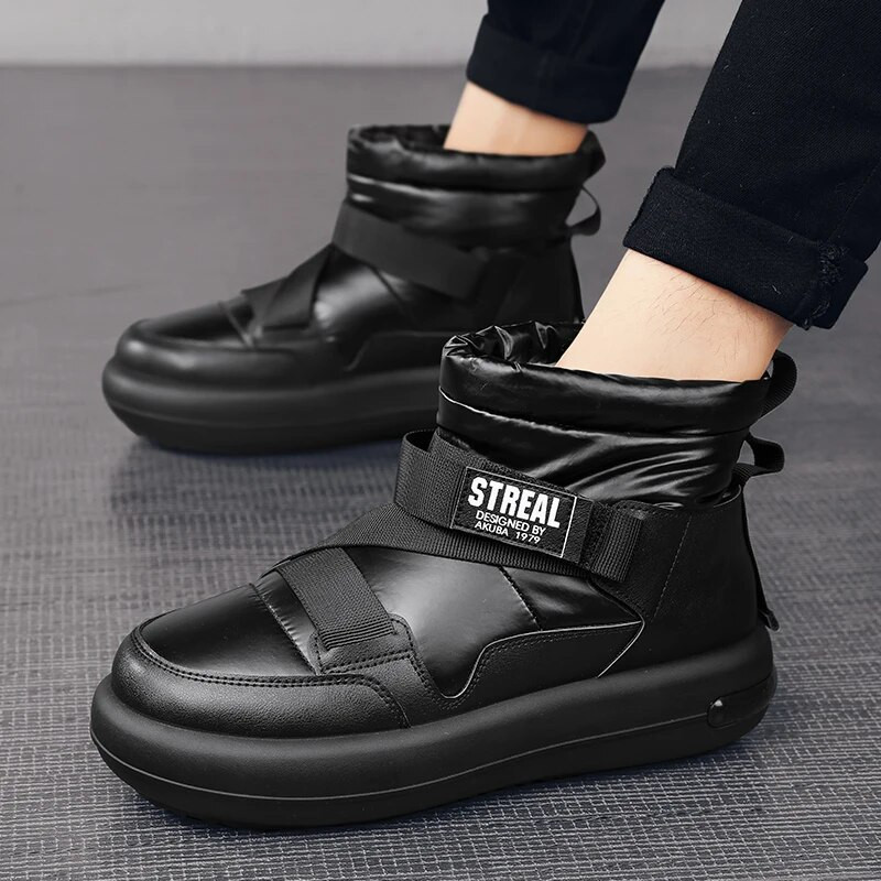 Μπότες χιονιού για ανδρικές μπότες χειμερινού νέου στυλ, βελούδινες και ζεστές γούνες, ενσωματωμένες αδιάβροχες και αντιολισθητικές βαμβακερές μπότες εξωτερικού χώρου