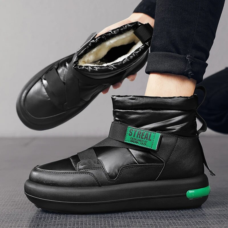 Μπότες χιονιού για ανδρικές μπότες χειμερινού νέου στυλ, βελούδινες και ζεστές γούνες, ενσωματωμένες αδιάβροχες και αντιολισθητικές βαμβακερές μπότες εξωτερικού χώρου