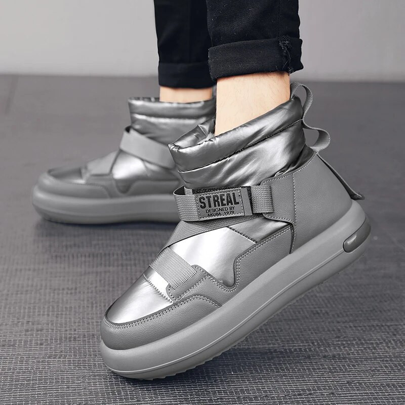 Μπότες χιονιού για ανδρικές μπότες χειμερινού νέου στυλ, βελούδινες και ζεστές γούνες, ενσωματωμένες αδιάβροχες και αντιολισθητικές βαμβακερές μπότες εξωτερικού χώρου