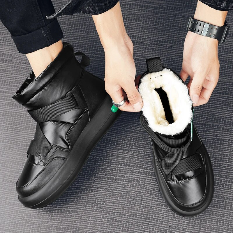 Μπότες χιονιού για ανδρικές μπότες χειμερινού νέου στυλ, βελούδινες και ζεστές γούνες, ενσωματωμένες αδιάβροχες και αντιολισθητικές βαμβακερές μπότες εξωτερικού χώρου