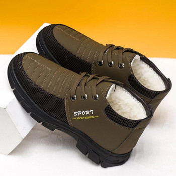 Мъжки зимни ботуши за сняг Нова мода Плюшени топли удобни противоплъзгащи се памучни обувки Риболов на открито Спорт Ежедневни обувки Пътуване