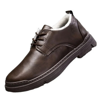Ретро работни памучни обувки Мъжки британски стил 2024 Зимна мода Плюшена изолация Комфортни ниски плоски обувки Външни ежедневни обувки