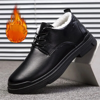 Retro darbiniai medvilniniai batai vyriški britiško stiliaus 2024 m. žiemos mados pliušiniai izoliaciniai patogūs žemi batai plokščiapadžiai lauko laisvalaikio batai