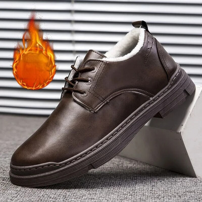 Retro darbiniai medvilniniai batai vyriški britiško stiliaus 2024 m. žiemos mados pliušiniai izoliaciniai patogūs žemi batai plokščiapadžiai lauko laisvalaikio batai