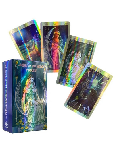 Sjajne holografske tarot karte u španjolskoj njemačkoj verziji s porukama na španjolskom s knjigama proricanja na francuskom talijanskom