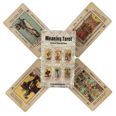 Значение Карти Таро 78 тестета Оракул Английски видения Гадаене с ключови думи Обърнат зодиак Карти за игра
