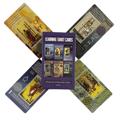 Semnificație Cărți de tarot Un pachet de 78 Oracle English Visions Divinație Cu cuvinte cheie Cărți de joc Zodiac inversat