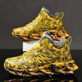 Pantofi de iarnă din bumbac cu graffiti înalți 2024, pantofi sport caldi, din catifea, pentru bărbați, la modă, pantofi ușori, comozi